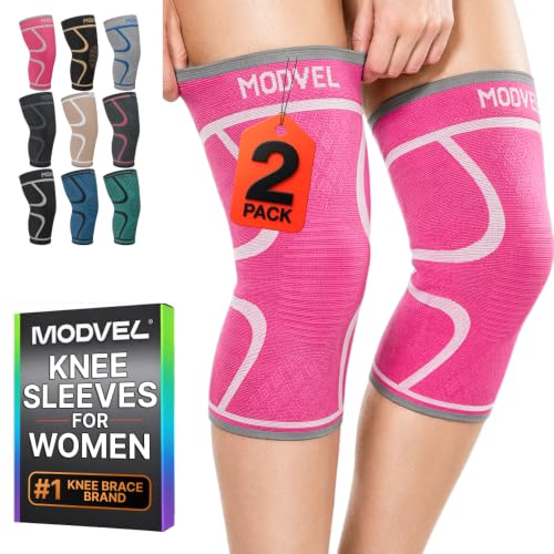 Image of Modvel 2 Pack Knee Brace for Women - Knee Support for Walking, Knee Compression Sleeves for Pain Relief, Knee Sleeves for Women, Knee Brace for Sports, Workouts & Arthritis