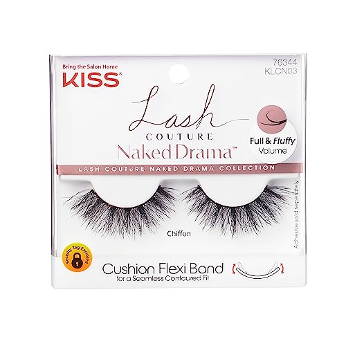 KISS Lash Couture Naked Drama False Eyelashes, 14 mm, Easy to Apply, Reusable, No Damage To Natural Lashes, Cruelty Free, 1 Pair Fake Lashes - Style ‘Chiffon’ - Image 3