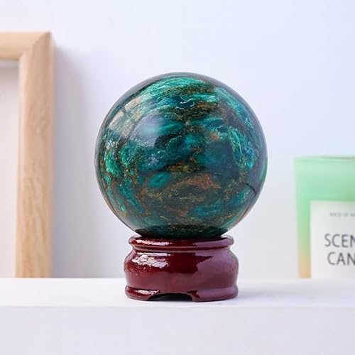 Crystal Ball Green Stone Crafts Sphere Feng Shui Home Desktop Decoration,50~55mm Gemstone Stone