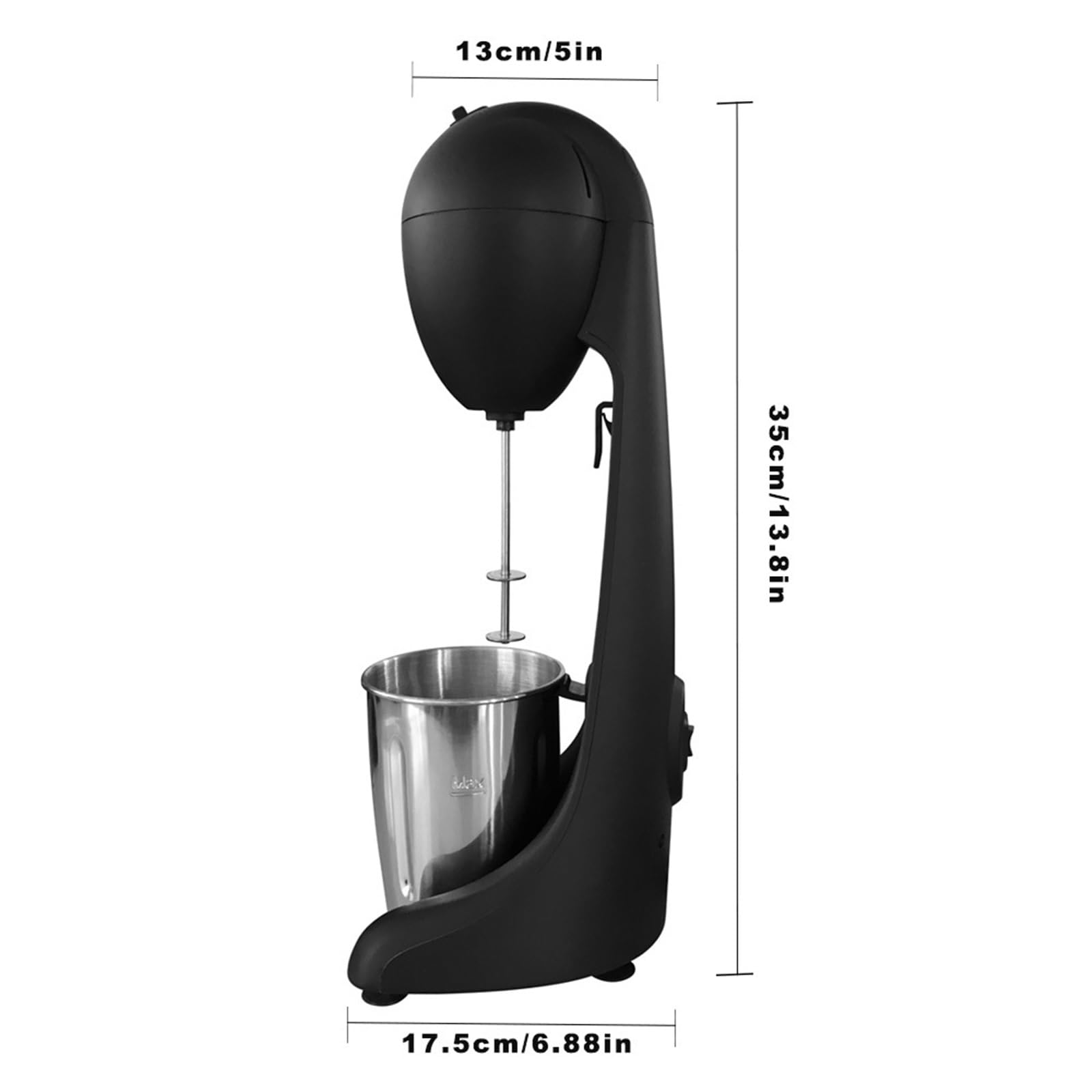 Mélangeur électrique à milkshake - Mélangeur automatique à 2 vitesses en acier inoxydable avec tasse à mélanger pour milkshakes et boissons