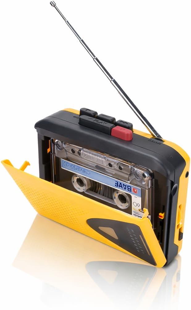 Cassette Player Tape Recorder, Retro Portable AM FM Radio Built in Speaker, Microphone, Headphone Jack, 4.7x3.3x1.5in