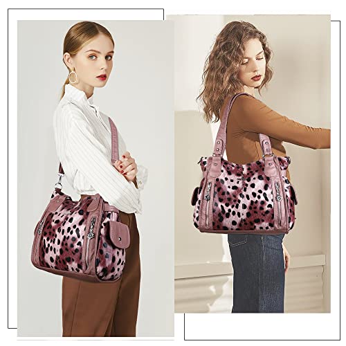 Image of Angel Kiss Handbags for Womens Top-Handle Hobo Purse Roomy Casual Shoulder Bags PU Tote Satchel Purse for Women