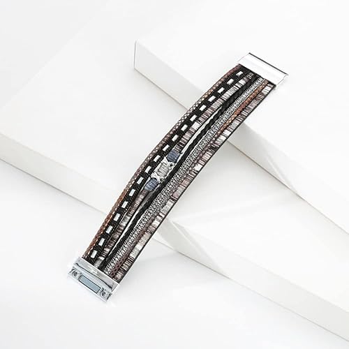 Miniatura 3 de Pulsera multicapa de cuero Pulsera de señoras cierre de mujer