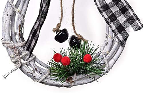 Dearhouse Lighted Christmas Wreath Decoration, 16 X 8 Inch Grapevine Wreath With Hat And Bow Snowman Shape Wreath For Front Door Home Garden Wall Decor #TOP5