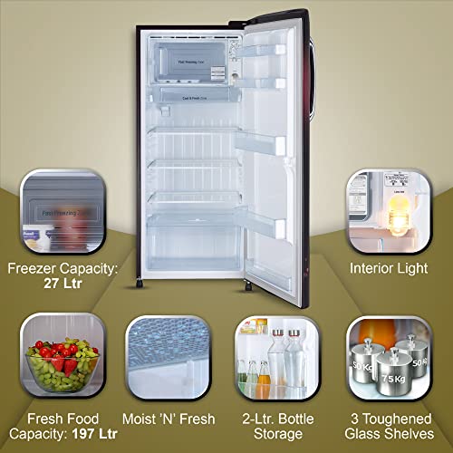 Image of LG 224 L 4 Star Inverter Direct-Cool Single Door Refrigerator Appliance (GL-B241ASVY, Scarlet Victoria, Smart Connect)