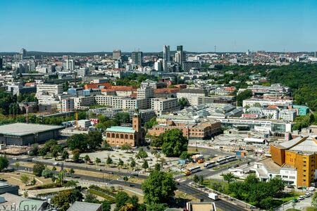 128396689 Image sur toile 80 x 50 cm : Berlin vue d'oiseau