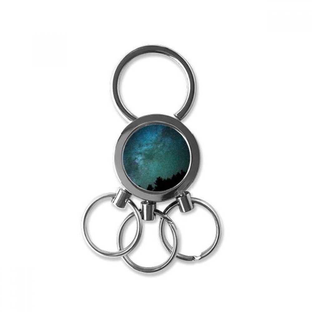 Porte-clés galaxie étoiles sombres en métal multicolore de 7 x 2,8 cm