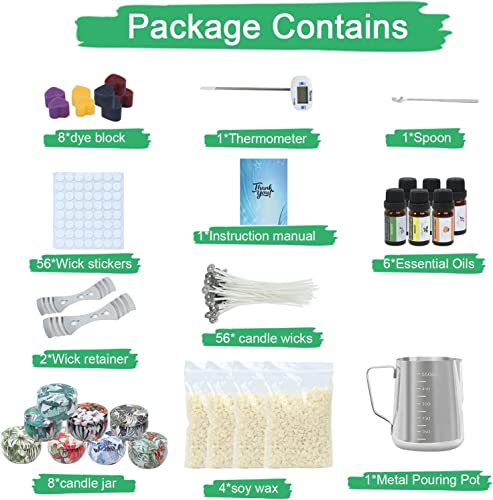 Candle Making Kit, Soy Diy Candle Making Kit For Adults Kits Beginners Including Soy Wax Wicks, Essential Oils Dyes, Melting Pot，Perfect Festival Diy Scented Candle Gift For Adults, Beginners, Kids #TOP1