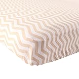 Luvable Friends Unisex Baby Fitted Crib Sheet, Tan Chevron, One Size