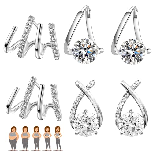 KDJXZ 3 Pairs Lymphatic Drainage Earrings, Fashion Oval Earrings Lymphatic Activity Hoop Earrings Magnetic Therapy Earrings Women Drop Earrings Jewellery Gifts for Girls Ladies 3 Styles