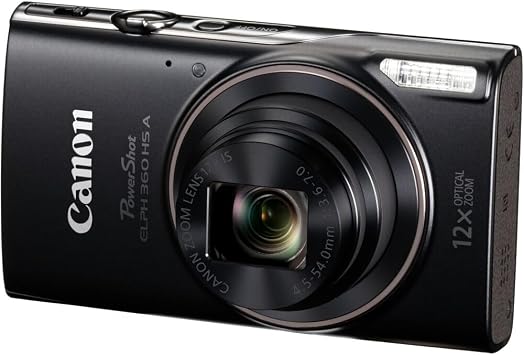 Canon PowerShot ELPH 360 HS A Digital Camera Bundle (Black) + Sandisk 128GB Extreme Micro SD Card & Photo/Video Editing Software Package (8 Items)