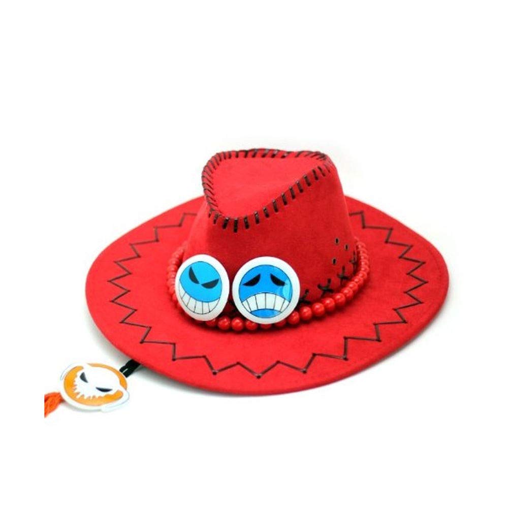 Mingzuo Cosplay Ace Hat One Piece Cowboy Visor Hat Party Caps Large Size - Black - One size