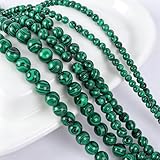 SOSMAR 120 Stück Grüner Malachit Perlen Edelsteine Halbedelsteine Rund 6 MM Steinperlen Lose Perlen für Armbänder Halsketten Schmuck Basteln Auffädeln