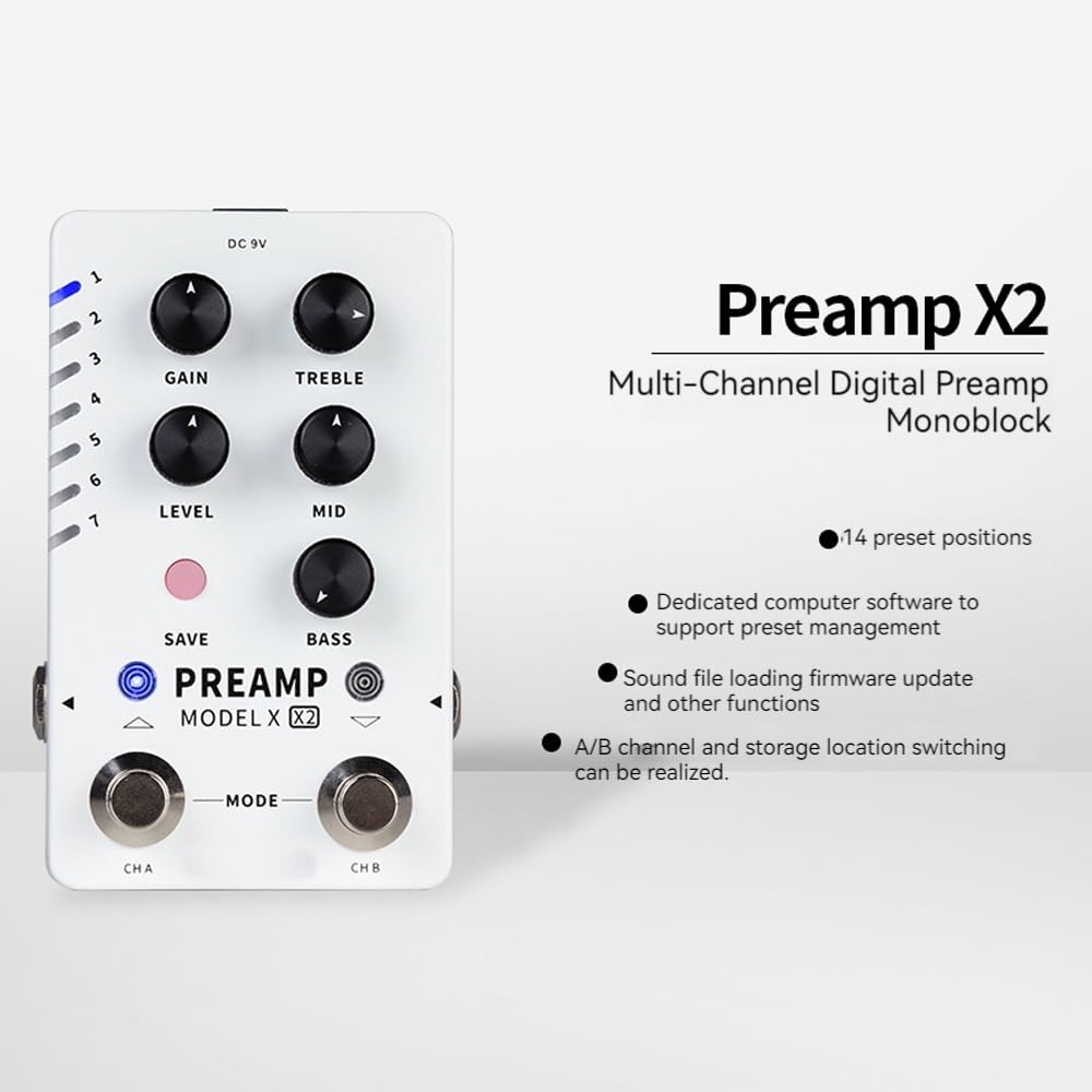 PREAMPLIFICADOR MODELO X2 Efecto, escenario frontal digital simple, guitarra bajo doble paso pin simple
