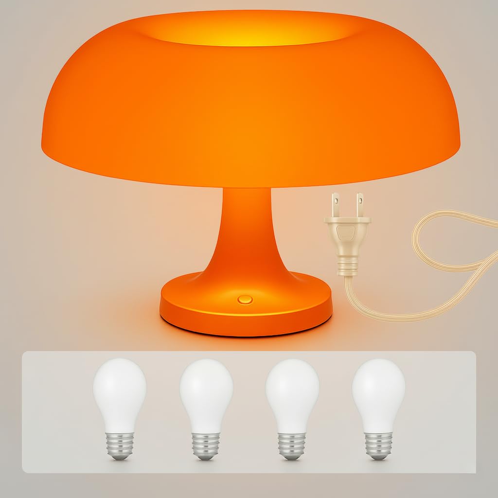 Photo 1 of *FOR PARTS ONLY*
Akia Collection Orange Mushroom Lamp with 4 Replacable Bulbs– Retro Mid-Century Modern Mushroom Light for Bedroom, Nightstand or Desk