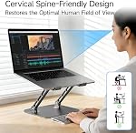 BQKOZFIN Support pour ordinateur portable pour bureau, ergonomique pliable + Support réglable en hauteur Ordinateur Portable, Dimensions: 10.2 X 8.7 Inches, convient 10-17.3 Ordinateurs portables de pouce, gris