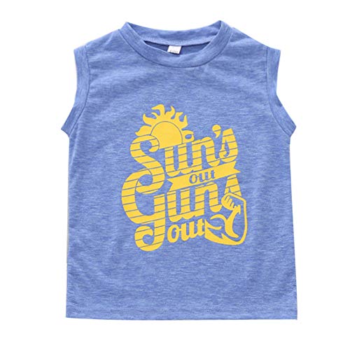 SWNONE Baby Boys Clothing Shirt Tank Top Sleeveless T-Shirt Letter Print Blouse Shirt Summer Clothes (Blue, 5-6 T)