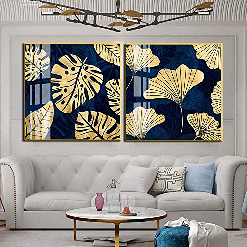 Impressions décor nordique de haute qualité, toile abstraite feuille d'or 50x50cm