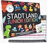 Stadt Land Junior Edition Spiel - Ostergeschenke für Mädchen Junge Teenager, Activity Junior Kartenspiel Partyspiel, Lustige Denkriesen Spiele 2026, Familienspiele Funny Games für Feiertag Geschenke