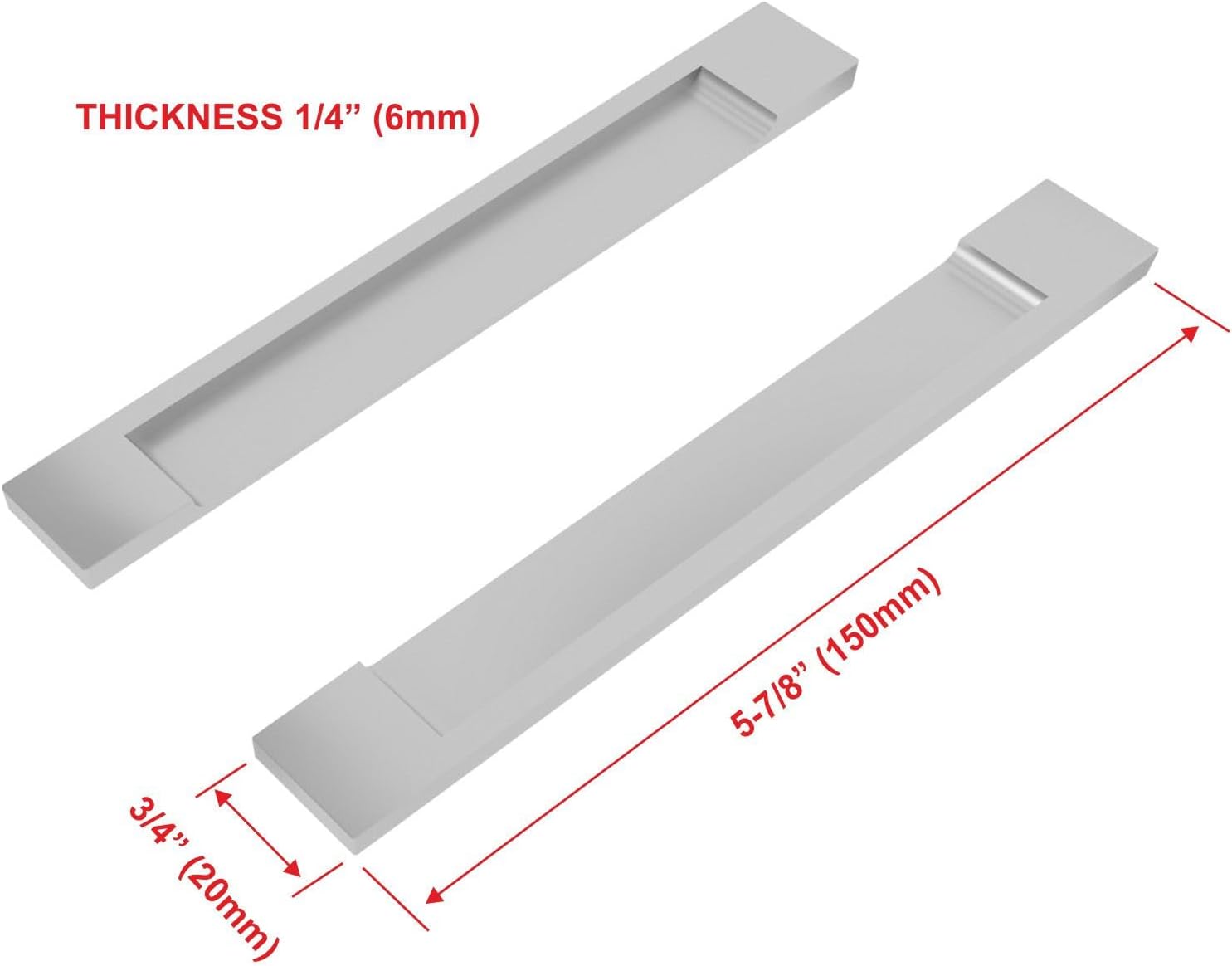 HRX STB Self-Adhesive Edge Fingerpull Door Handle - Screwless, Peel and Stick on Glass, Wood, Metal, Plastic - Sliding Doors Knob for Kitchen Fronts, Drawers & Dressers Panels - 2 Pack - White