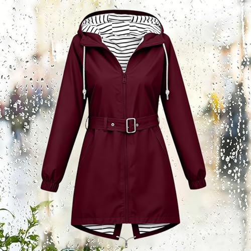 Chaqueta impermeable mujer con capucha y cremallera para lluvia 3