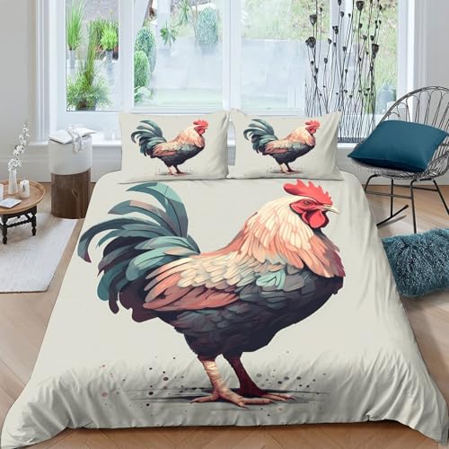 Housse de couette coq parure lit microfibre douce fermeture éclair