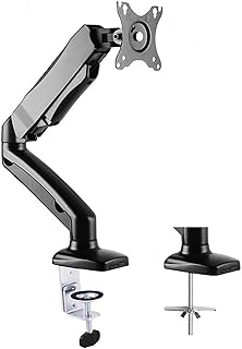 Single Monitor Arm Gas Spring VESA Bracket with Clamp and Grommet Mounting Base, Monitor Mount with Cable Management for 13" to 27" Computer Monitor-Each Arm Holds 4.4 to 14.3lbs - PrimeCables