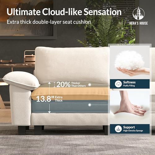 Image of HERA'S HOUSE 124 inch Oversized Modular Sectional U Shaped Sofa,Chenille Beige | 5-Seater Living Room Couches, Wider Armrest and Deep Seat, Comfy Cloud Couch with Ottoman, Wood Sturdy Frame