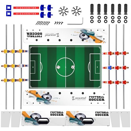 Image of Cockatoo Indoor Soccer Game for Boys & Girls, Foosball Big Table with 6 Rod Cap, 6 Handles and 18 Players, 2 Ball, 2 Scorer, 2 Goal Box, Wooden Size: 50 * 37 * 15.5cm -Blue & White