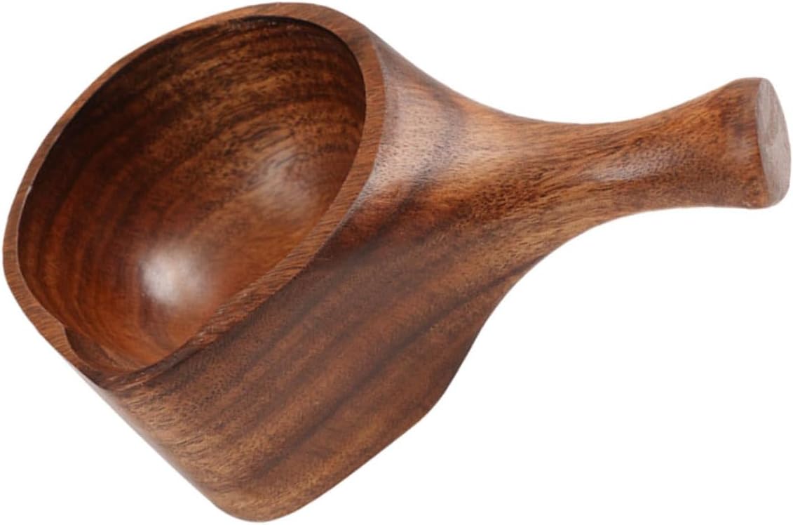 1pc Practical Short Handle Water Spoon Wooden Ladle for Soup Kitchen Utensil Sauna Room Bathing