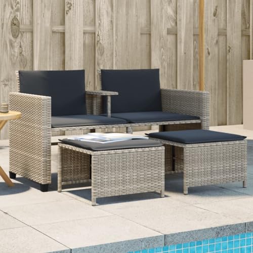Festnight Gartensofa Ausziehbar Rattan Sofa 2 Sitzer Lounge Sofa...