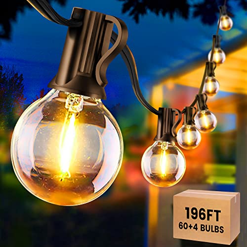 Knonew 196Ft Outdoor String Lights Led, Patio Globe String Lights With 2700K Warm White 60 Shatterproof G40 Led Bulbs,Waterproof String Lights For Party Porch Backyard Garden Bistro #TOP14