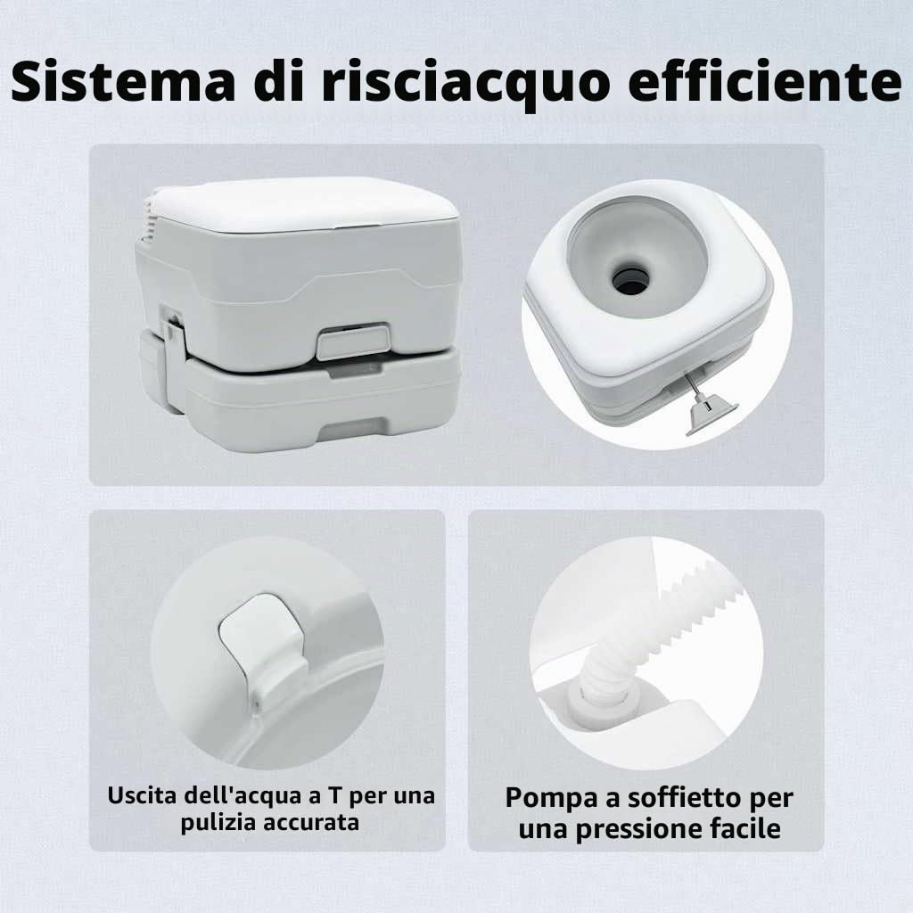 vidaXL Set di Toilette per Il Campeggio 2 PCS Grigio e Bianco, Giardino e terrazza, Set WC Portatile Moderno, comodità per Camping, igiene Outdoor, Must-Have Estivo