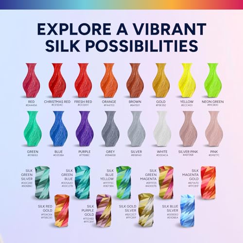 Image of OVERTURE Silk PLA Filament 1.75mm, Clog-Free Shiny, Metallic Shine 3D Printer Filament, 1kg Spool (2.2lbs), Ideal for Cosplay Jewelry & Home Decor (Silk Silver)