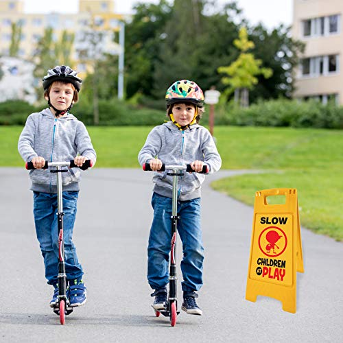 Essentially Yours "Slow, Children at Play | High Vis Yellow Double Sided Street Safety Sign