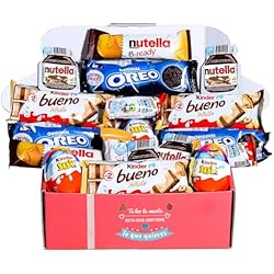 Caja regalo de chocolates I Regalo original para navidad cumpleaños niños pareja - Kinder Chocolate, Happy Hippo, Kinder Joy, Nutella, Oreo - Pack caja regalo de cumpleaños