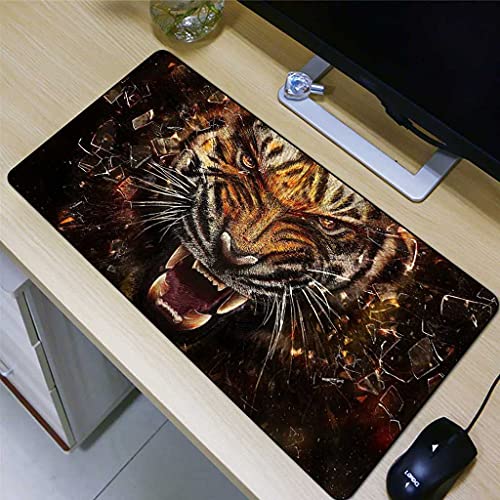 Tapis de souris gaming antidérapant XXL grand sous-main avec motif tigre 3D