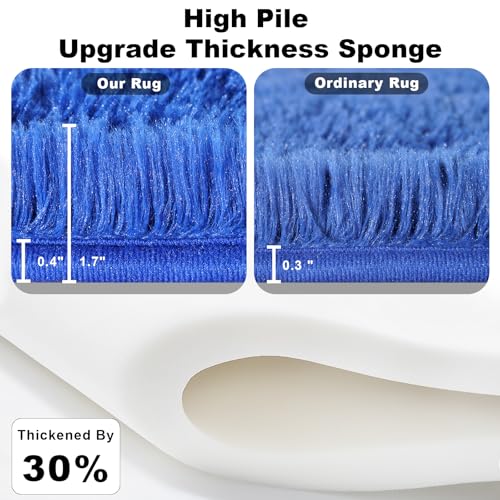Area Rugs for Bedroom Living Room, 9x12 Soft Large Fluffy Fuzzy Shag Plush Furry Carpet, Soft Indoor Floor Mat for Kids Nursery Home Dorm Office Decor Aesthetic, Blue