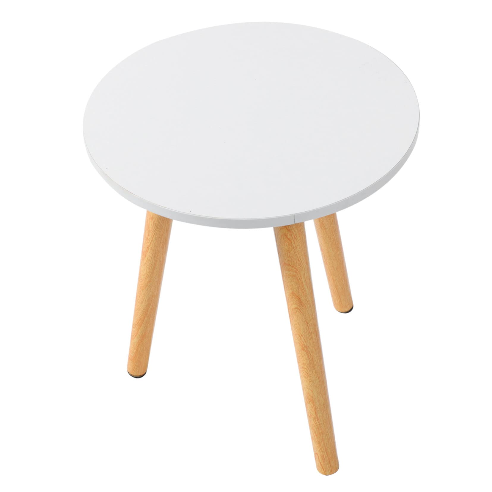 Table de lit blanche ronde en MDF Alipis comme bout de canapé et table de nuit