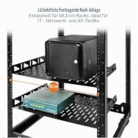 Tecmojo 19 Zoll 1HE 304,8mm Tief Fachboden zum Festeinbau, Befestigung Vorne, mit Anti-Rutsch-Stoppern, Server- und Netzwerk-Rack-Regal, 25kg Traglast, 2 Stück, Schwarz – Ansicht 5