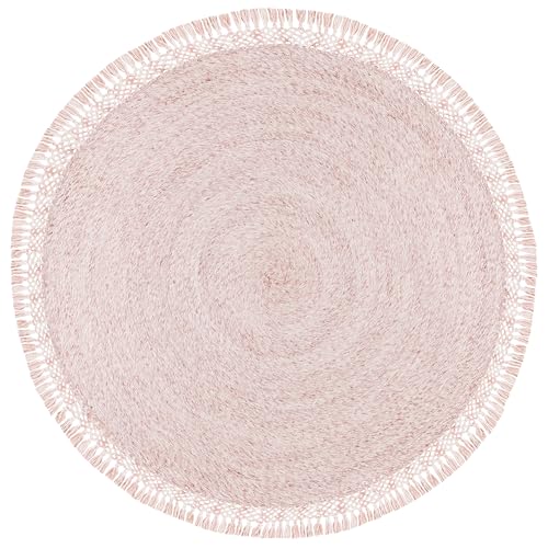 Tapete redondo 5' boho hecho a mano rosa SAFAVIEH miniatura 2