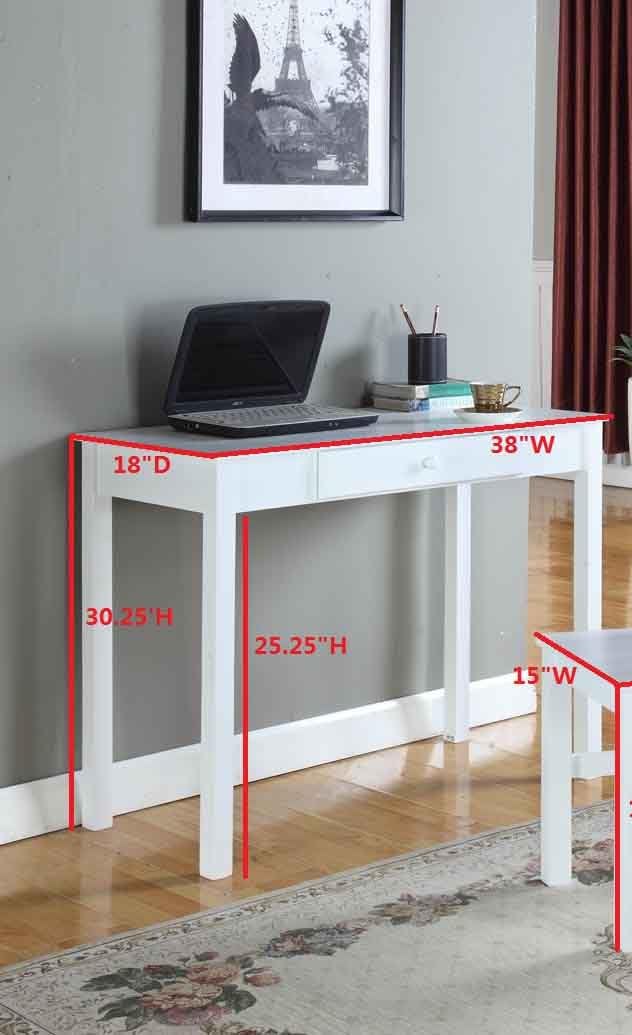 Kings Brand White Finish Wood Home Office Secretary Writing Desk,