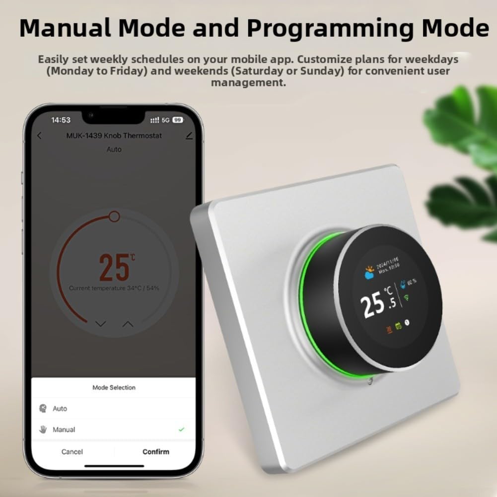 Unità di controllo del riscaldamento a pavimento con display digitale e funzioni intelligenti per cavi elettrici e tubi idronici a pavimento (riscaldamento elettrico)