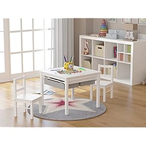 UTEX Wooden 2 in 1 Kids Construction Play Table and 2 Chairs Set with Storage Drawers, and Built in Plate Compatible with Lego and Duplo Bricks (White with Grey Drawers) UTEX Wooden 2 in 1 Kids Construction Play Table and 2 Chairs Set with Storage Drawers and Built in Plate Compatible with Lego and Duplo Bricks White with Grey Drawers