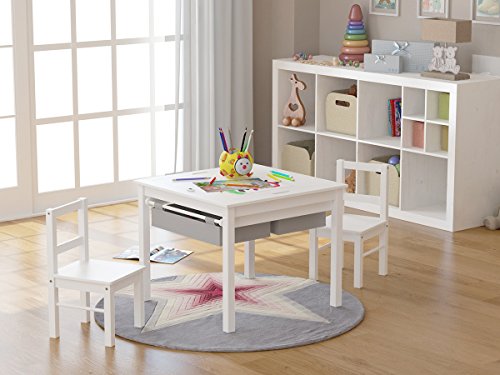 UTEX-Wooden-2-in-1-Kids-Construction-Play-Table-and-2-Chairs-Set-with-Storage-Drawers-and-Built-in-Plate-Compatible-with-Lego-and-Duplo-Bricks-White-with-Grey-Drawers UTEX Wooden 2 in 1 Kids Construction Play Table and 2 Chairs Set with Storage Drawers and Built in Plate Compatible with Lego and Duplo Bricks White with Grey Drawers