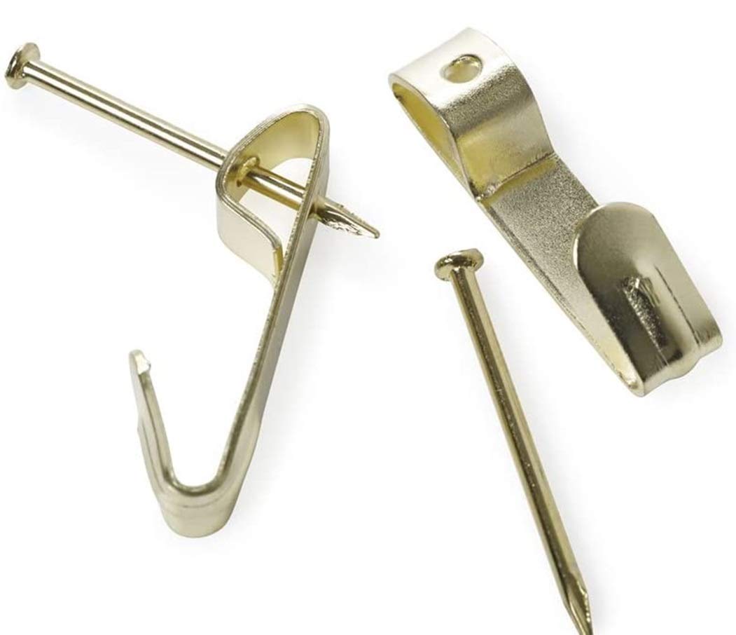 SISI UK® Electro Brassed Single Picture Hook with Pin - Small (Pack of 10)