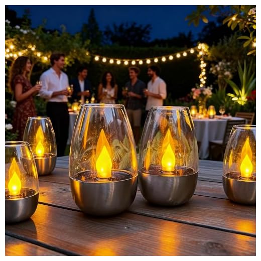 Megfiehun Solar Power Tea Lights Outdoor Candle Flameless Flicker IP65 Waterproo Table Lamp LED Candles with Dusk to Dawn Sensor for Lantern Garden Camping Party Home Canteen Decorations, Warm Colr