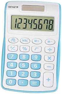 Genie 120 B - Calcolatrice a 8 cifre (Dual Power (Solare e Batteria), Design compatto) blau