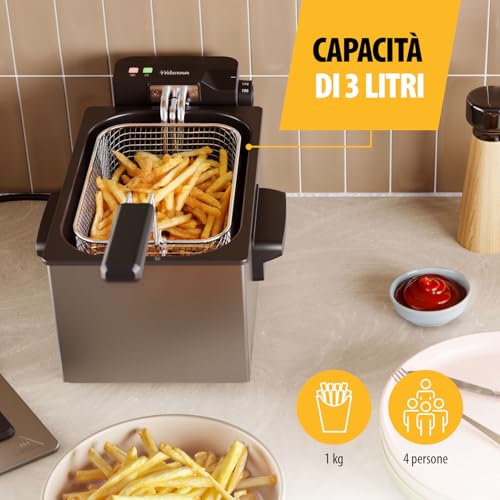 Tristar Friggitrice, 3L, Zona Fredda, Termostato regolabile fino a 190°C, Parti lavabili in lavastoviglie, Finestra, Avvolgicavo, Protezione surriscaldamento, Design compatto, FR-9327 - immagine 6