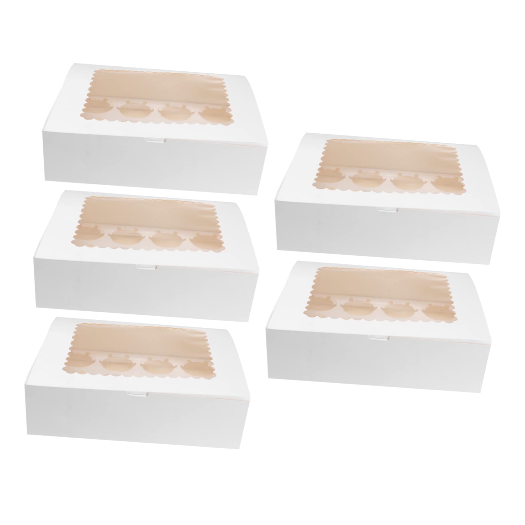 Luxshiny 5pcs White Cupcake Boxes with Window Cavity Muffin Container for Parties Gatherings and Picnics Design for and Reuse